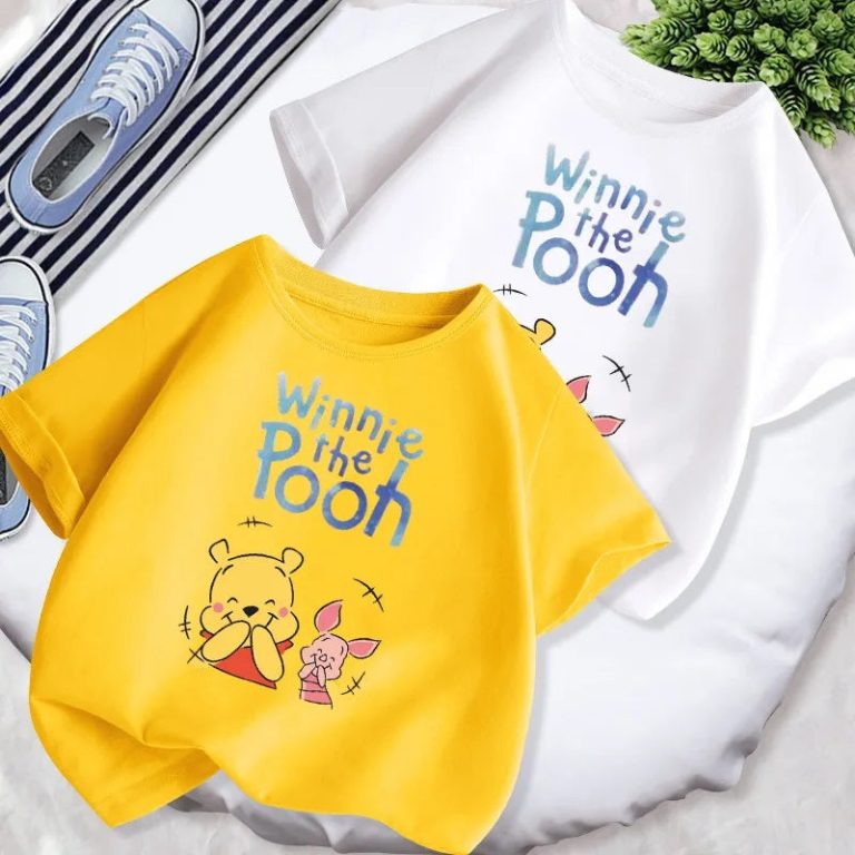 Fashion T-Shirt to Kids Cartoon Anime Printed Marie & Winnie the Pooh Детская футболка с принтом кошечки Мари и Винни Пуха