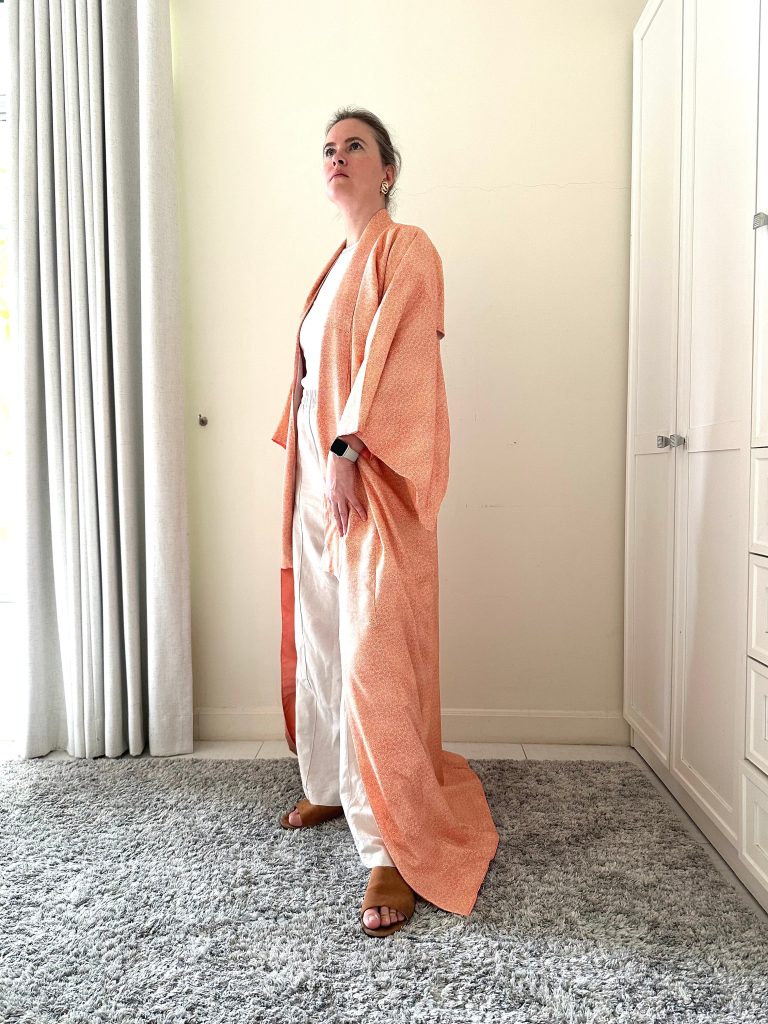 Silk Vintage Kimono Винтажное кимоно из шелка в персиковом цвете