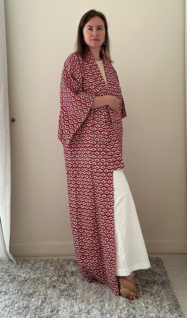Silk Vintage Kimono Винтажное кимоно из хлопка в алом цвете с традиционным рисунком