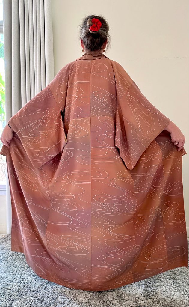 Silk Vintage Kimono Винтажное кимоно из шелка в кирпично-розовом цвете