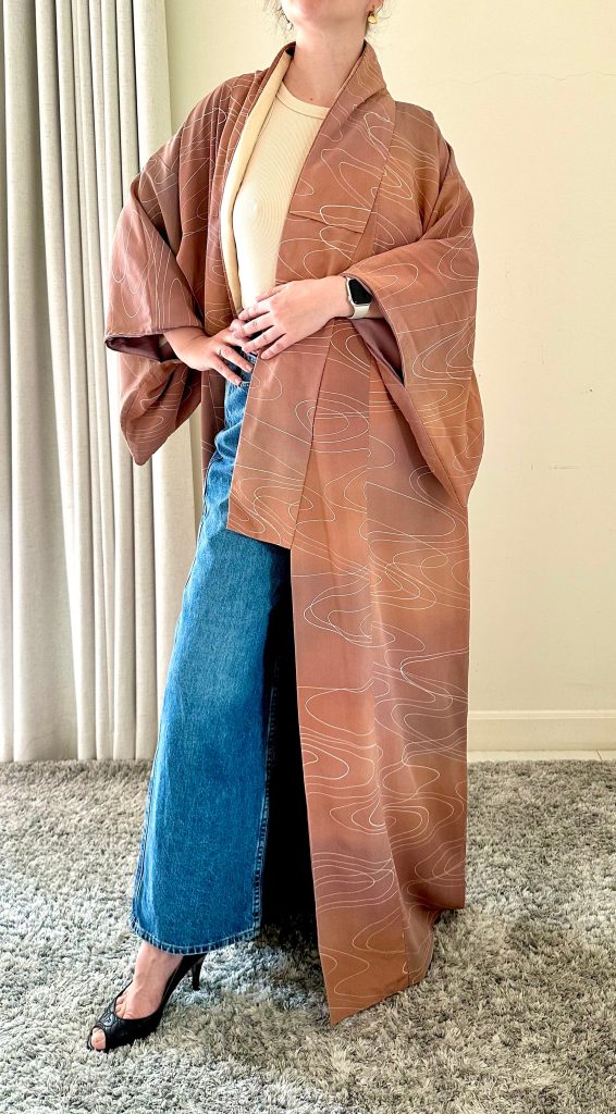 Silk Vintage Kimono Винтажное кимоно из шелка в кирпично-розовом цвете