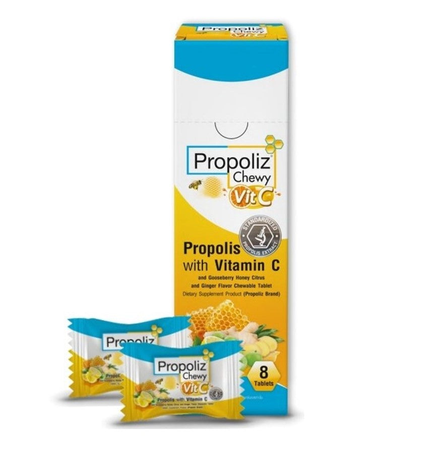 T.Man Pharma Propoliz Chewy Vit C 8 Tablets Жевательные конфеты с прополисом и витамином С от кашля 8 табл.